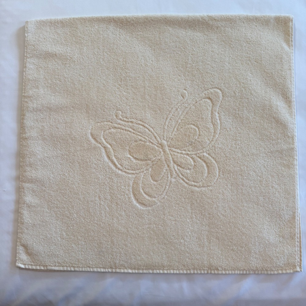 Vintage Royal Family by Cannon Butterfly Bath Towel Cream Beige‎ Embossed 24x44